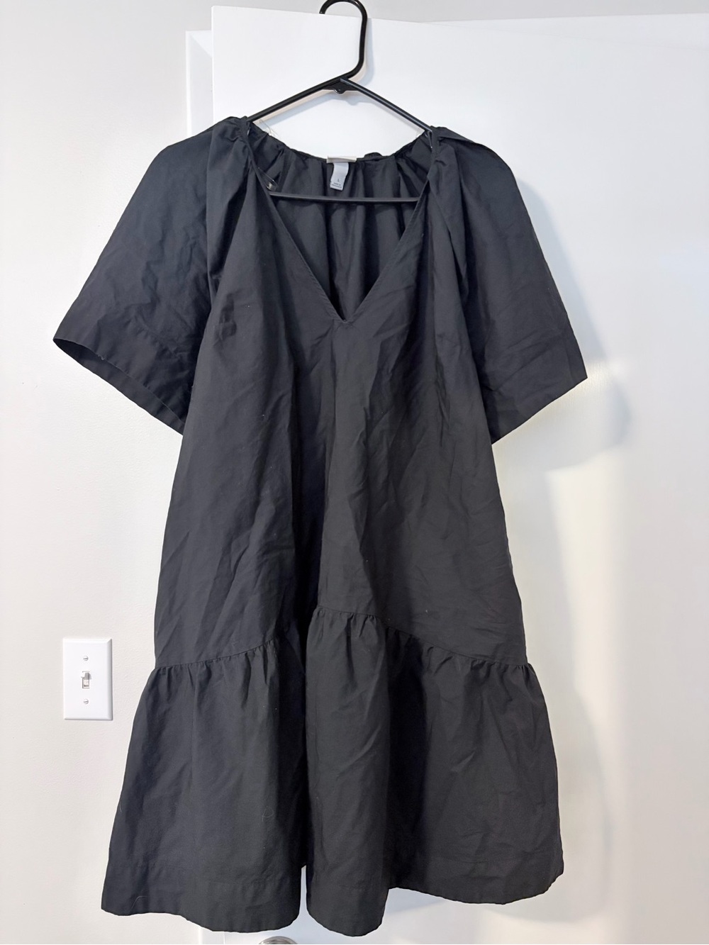 a new day Black V-Neck Tiered Mini Dress